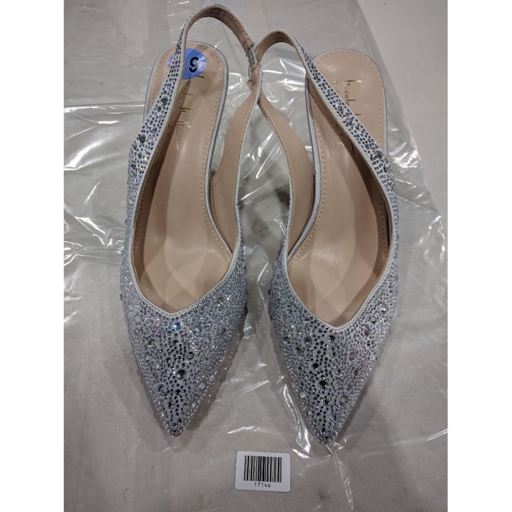 Nicole Miller Rhinestone Slingback Pump in White